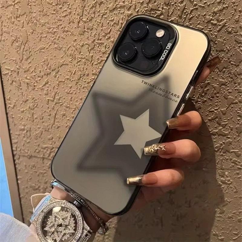 Smudged Star Matte Laser Graphic Phone Case For iPhone 16 15 14 Pro Max Cases iPhone 11 12 13 XS X XR 7 8 Plus 15 Plating Cover
