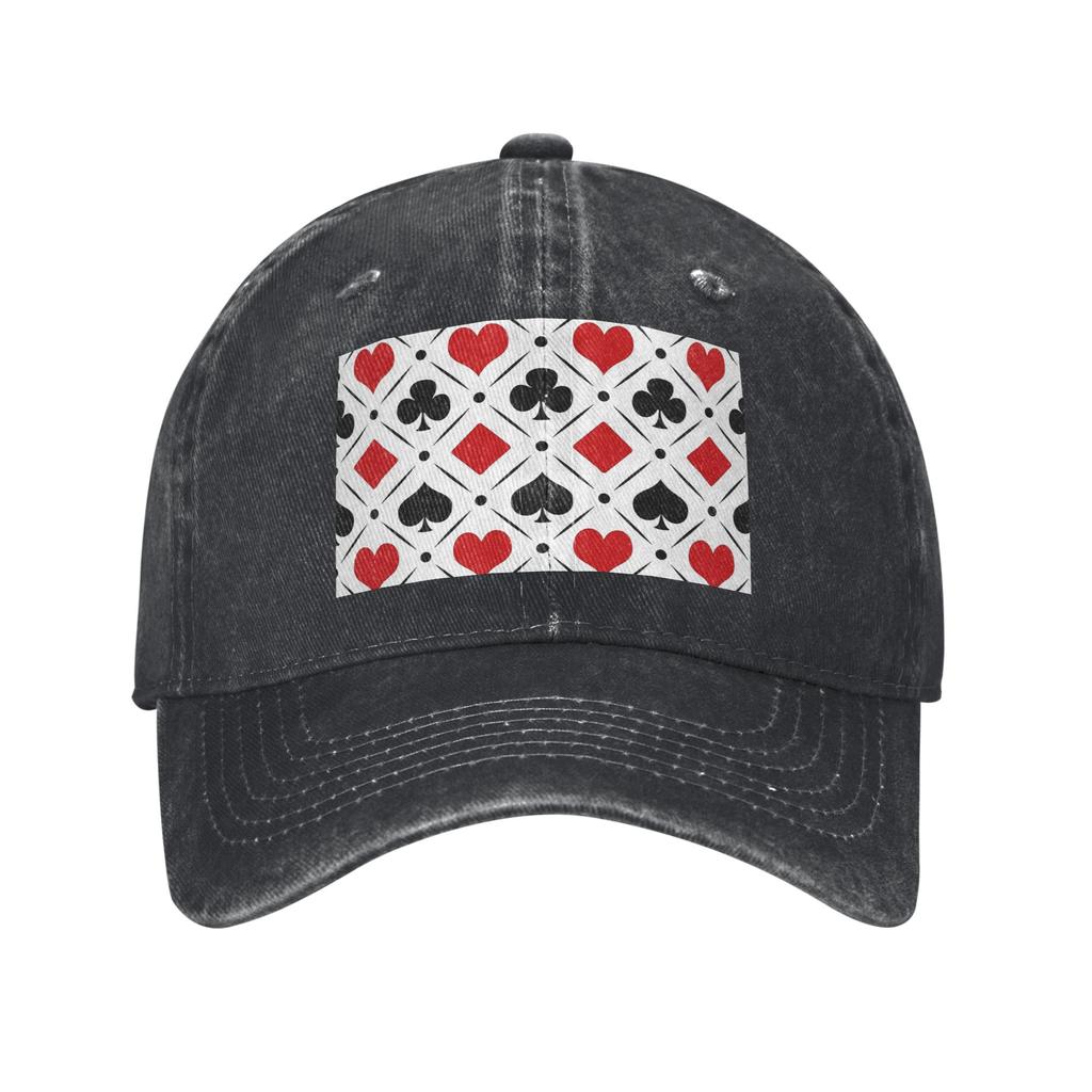 Playing card suits symbols Washed Denim Cap Casual Baseball Caps Adjustable Hat Summer Unisex Baseball Hats