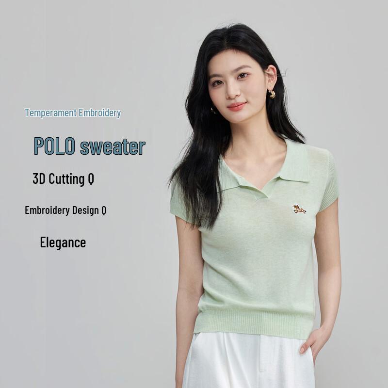 FivePlus Women s Embroidered Polo Knit Short-Sleeve Top F зелёный