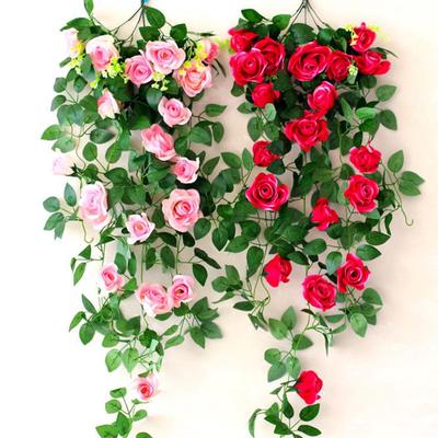 2,4 m künstliche Rosengirlande, Blumenblatt, Ranke, Zuhause, Hochzeit, Garten, Party, Dekoration