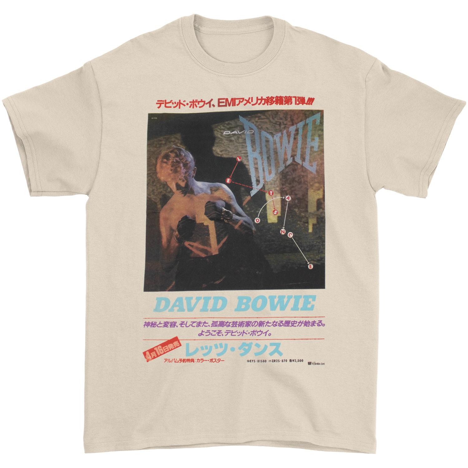 Men s David Bowie Japanese Text Slim Fit T-shirt Medium Sand L