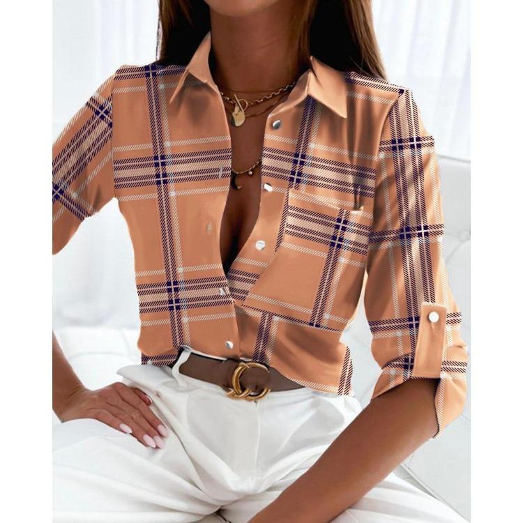 

Casual Women Tops Autumn Spring Fashion Printed Blouse Sleeve Long Shirt 2XL