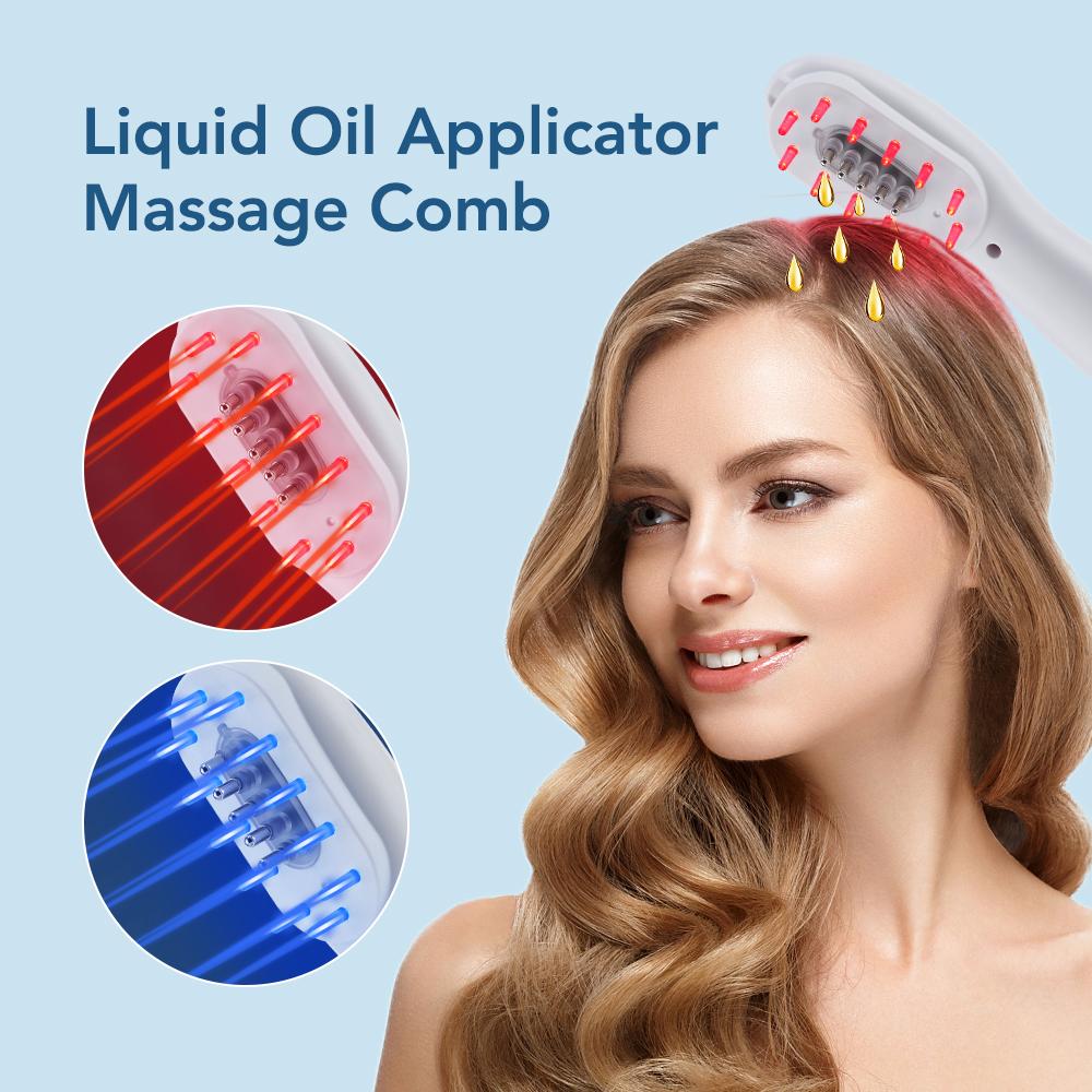 Electric Head Massager Device Red Light Therapy Vibration Hair Scalp Massage Comb Electric Scalp Oil Applicator Anti-Hair Loss