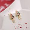 Korean Zircon Snowflake Christmas Tree Stud Earrings For Women Shiny Crystal Elk Delicate Earring Christmas New Year Jewelry