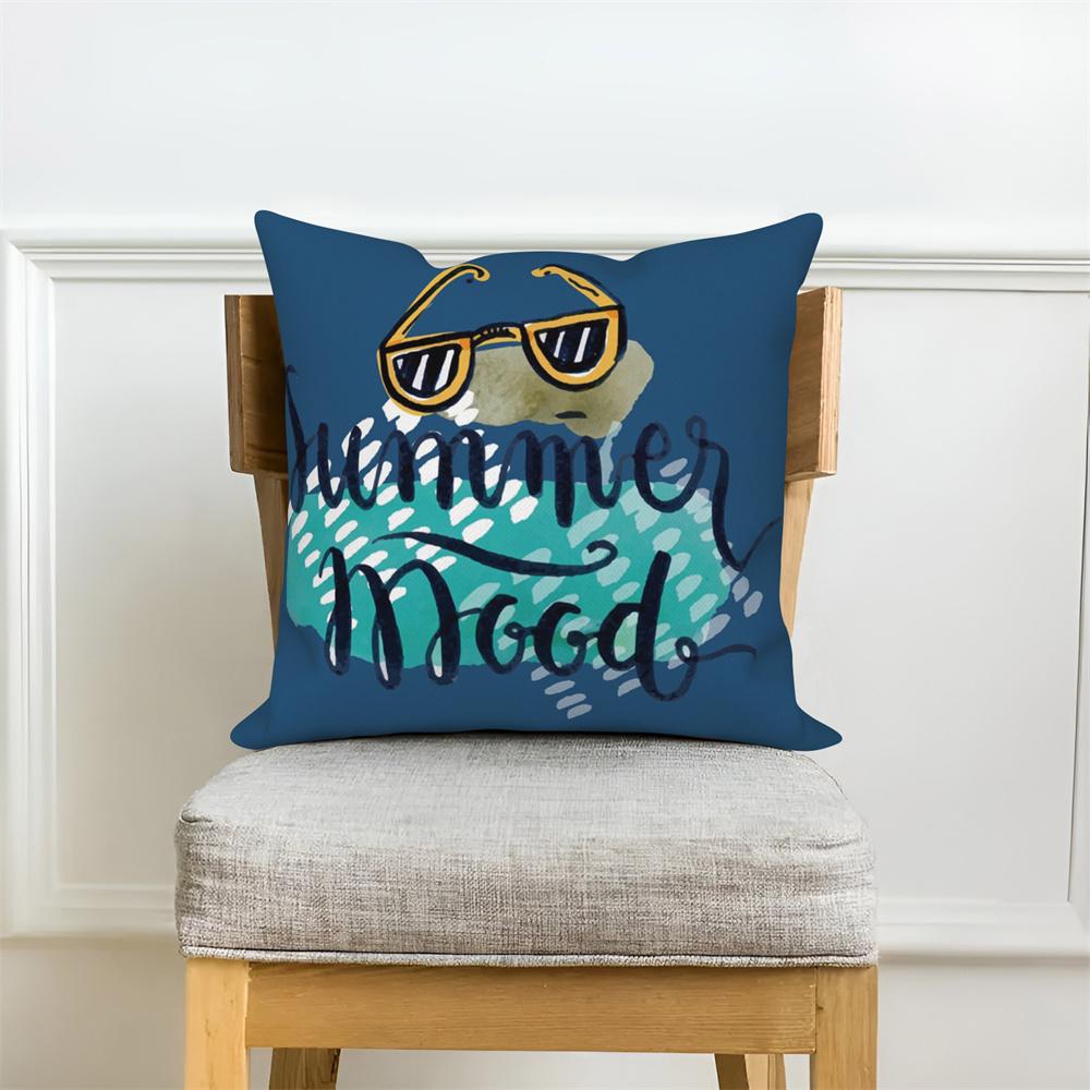 Home Sofa Office Cushion Pillowcase  Summer Vacation Alphabet Printed