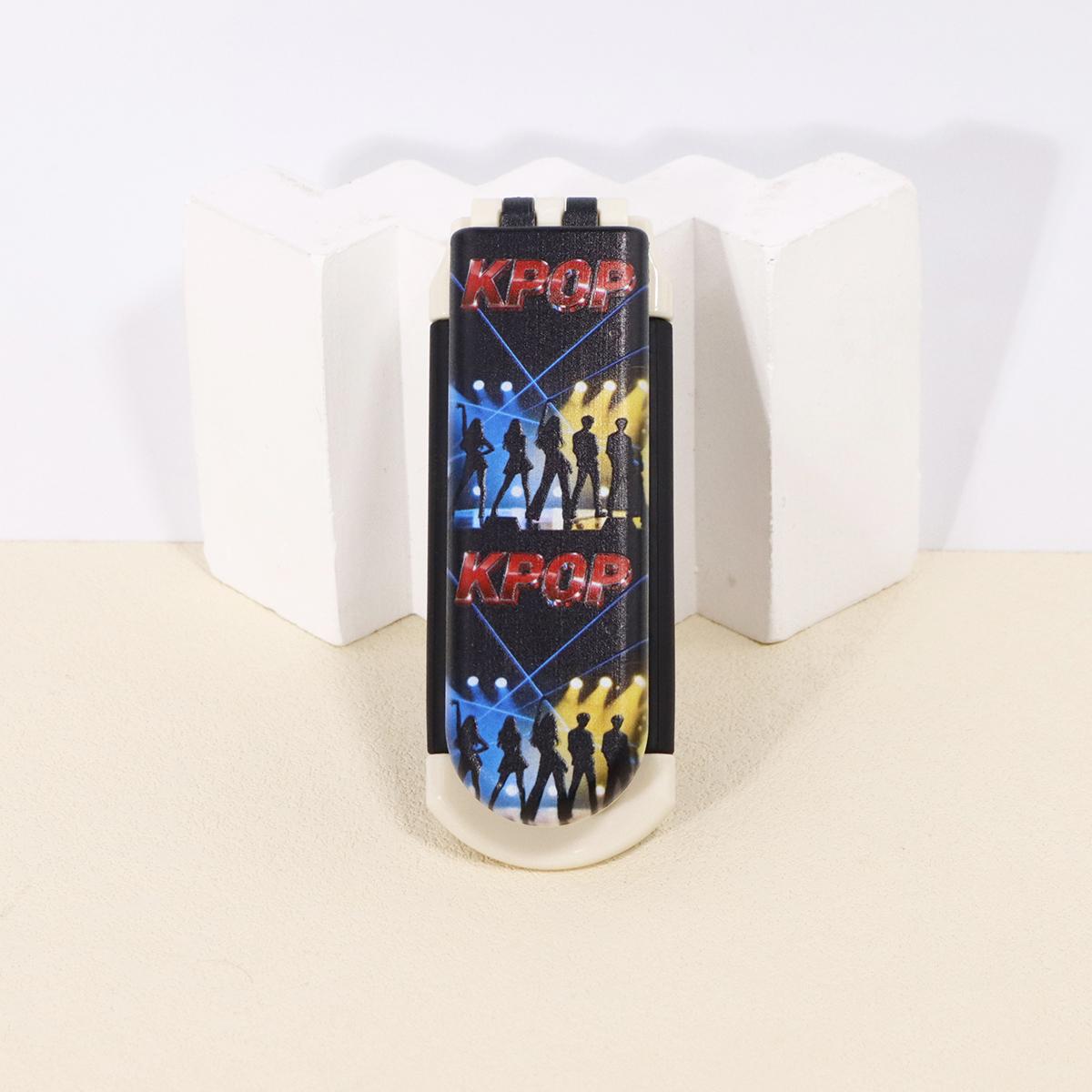 

1PCS K-POP Themed Handheld Makeup Mirror - Portable Pocket Folding Comb, Travel/Daily Use, Fan Gift, Suitable for all hair types