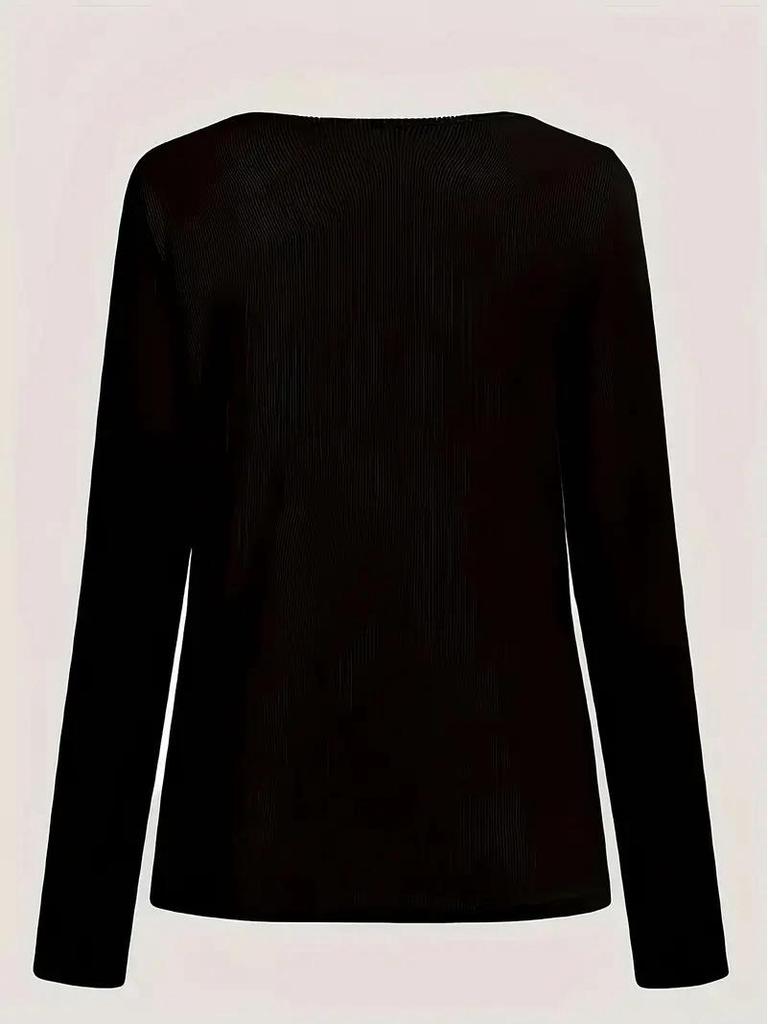 European Slim V-neck Chain Long Sleeve Women's Top - 2025 Collection