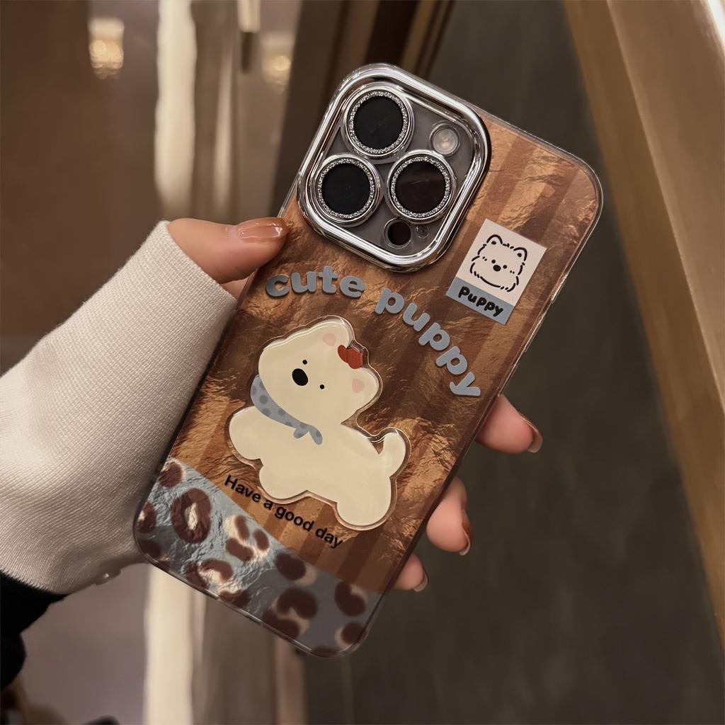 Brown Puppy Cartoon Lanyard Case for iPhone 16 15 14 13/12/11promax /xsmax/xr 7/8plus SE