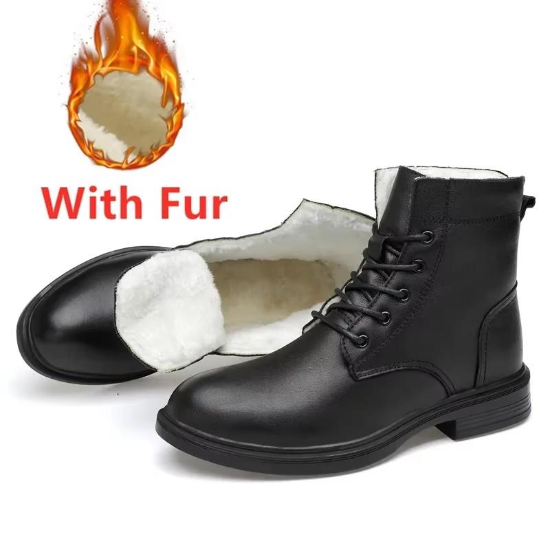 

Мужская обувь из натуральной кожи, мужские высокие ботинки на шнуровке, мужские зимние плюшевые ботинки для снега, удобные кроссовки, мужские мотоциклетные ботинки 50