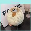 Woven Straw Shell Handbag With Magnetic Closure For Casual Day Use