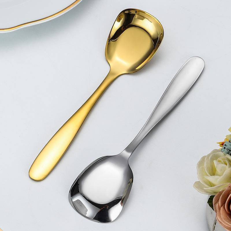 Nerezová dezertní a polévková lžíce - Dětská kuchyňská lžíce na jídlo a pití polévky, Čajová lžička, Západní styl