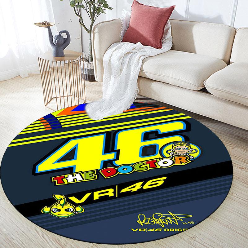VR46 pattern round rug,Carpet Rug for Living Room Bedroom Playroom ,Non-slip Floor Mat,Holiday Gifts and Birthday Gifts.