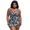 2Pcs/Set Women Tankini Set Deep V-Neck Drawstring Flowy Hem Tops High Waist Swimming
