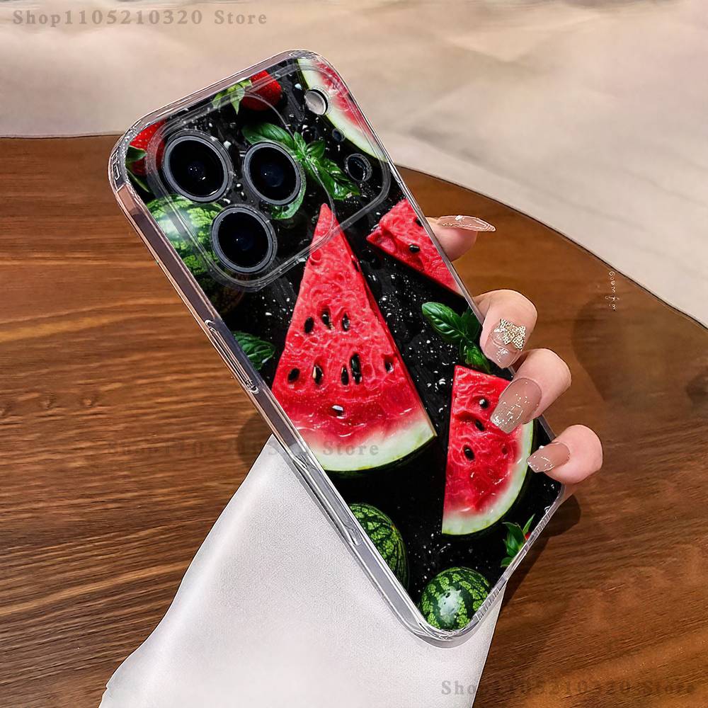 Fruit Watermelon  Phone Case For iPhone 17,16,15,14,13,12,11 Pro,Max,Plus,X,XS,XR,SE4,E Mini Transparent Soft Cover
