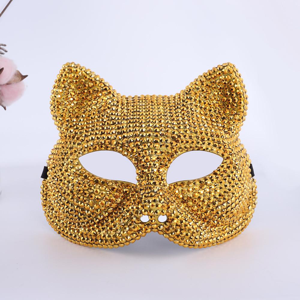 Masque Tête de Mort Argenté à Strass pour Fêtes Costumées d'Halloween