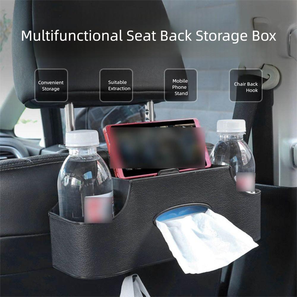 1Pc with 2 Cup Holders Car Tissue Box Holder 4 Color Headrest Hooks Car Accessories