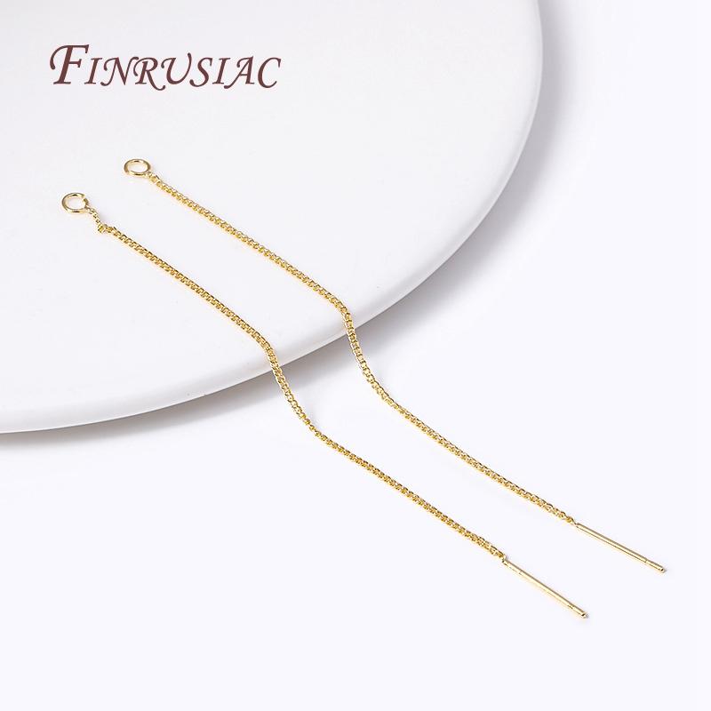 Brass Thin Chain Ear Wire For Earrings Making Accessories 18K Gold Plated Ear Thread with Open Ring,85mm Long Tassel Earwires