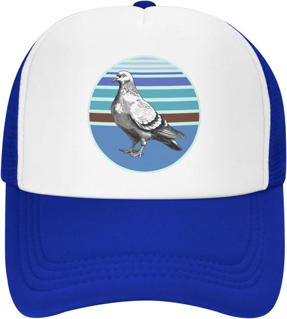 Pigeon Graphic Print Polyester Mesh Trucker Hat Vintage Style Casual Adjustable Baseball Cap for Adults