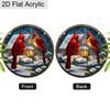 Acrylic Winter Cardinals with Snowy Cabin Suncatcher, Stained Glass Effect Window Hanging Ornament for Christmas & Nature Lover Gifts
