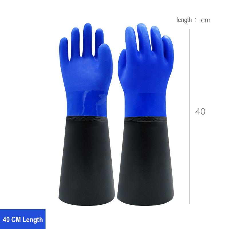 65CM Chemical Gloves Thicken Oil/Acid/Alkali Resistant Water Proof Lining Cotton PVC Industrial Reusable Protective Glove