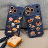 Denim Bread Apple 17 Pro Max New 15 Silicone 14 Shockproof 12 Soft 13 with Lanyard 16 Phone Case