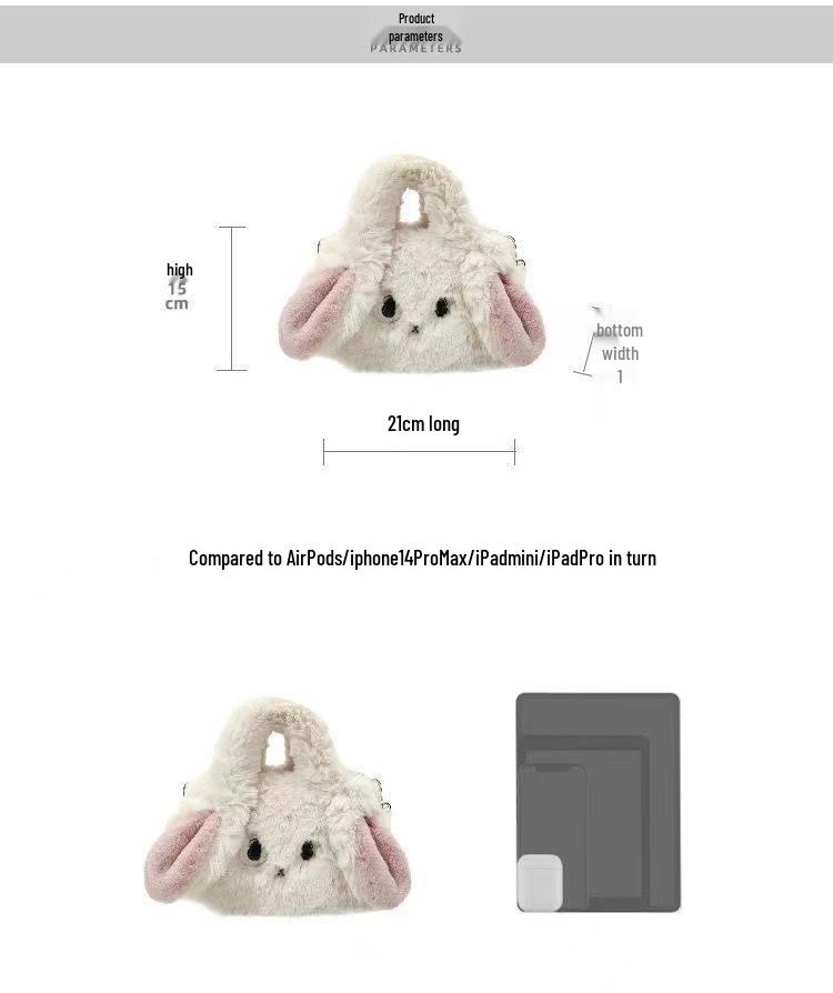 Winter 2025 Niedliche Cartoon-Hase Plüsch Umhängetasche für Frauen und Mädchen