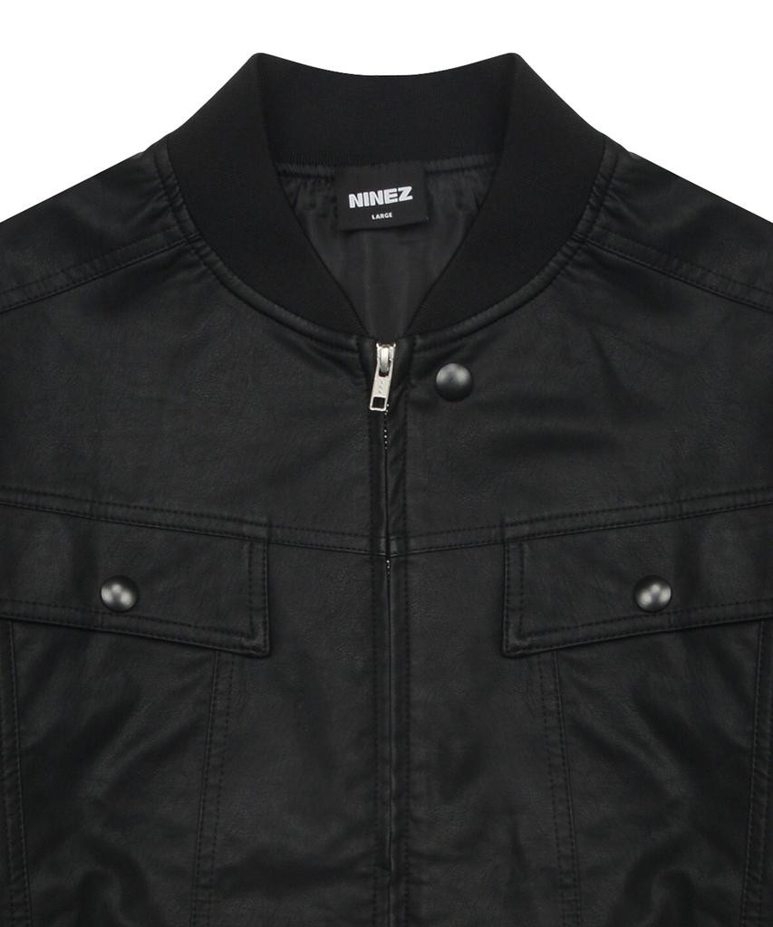 Ninez Pocket Crop Leather Jacket