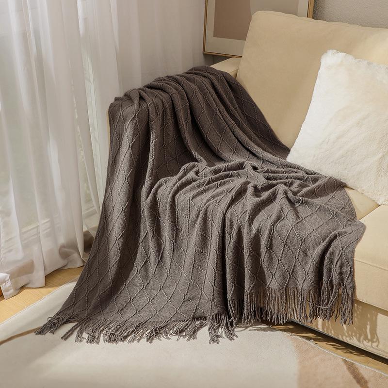 Tassel Lightweight Knitted Blanket for Sofa, Air Conditioning, Summer Naps, and Bay Windows