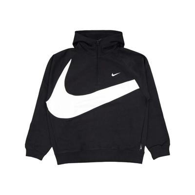 Nike Sportswear Big Swoosh Half Zip Hoodie (Asia Sizing) Black/White Men Streetwear DX0567-010