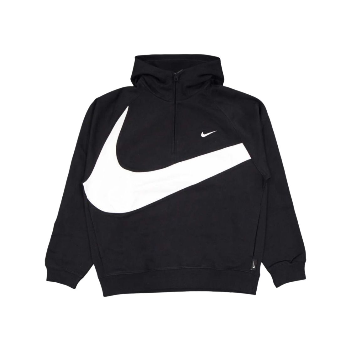 Nike Sportswear Big Swoosh Half Zip Hoodie (Asia Sizing) Black/White Men Streetwear DX0567-010 XL