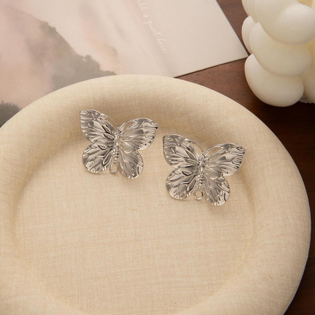 Stylish Butterfly Metal Earrings: Fashionable, High-End Ear Studs for Women