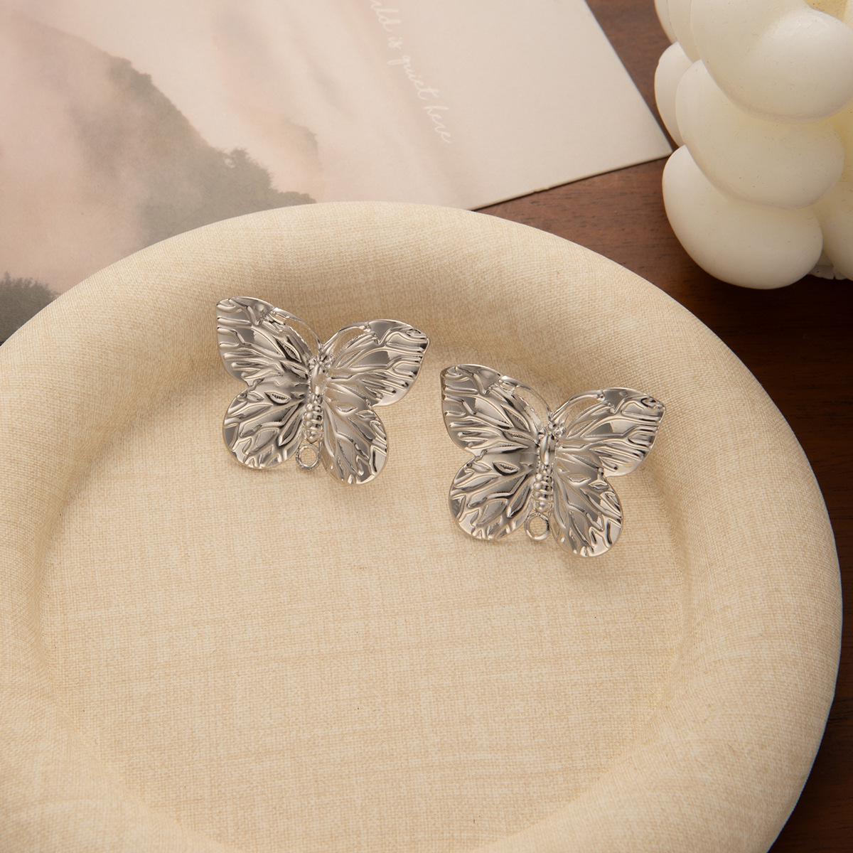 Stylish Butterfly Metal Earrings: Fashionable, High-End Ear Studs for Women