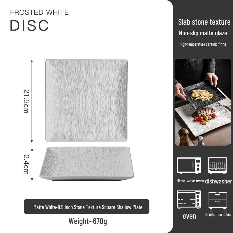 High-End Black Ceramic Square Steak Plate - Lightweight, Luxury, Stylish Dish for Home Use