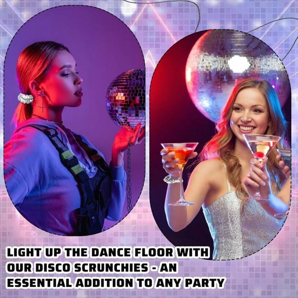 Set 6pz Elastici Super Lucidi Fasce per Capelli Intestino Crasso Disco Retro Accessori per Capelli