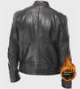 Men's Winter Slim-Fit Stand Collar PU Leather Motorcycle Jacket with Velvet Lining