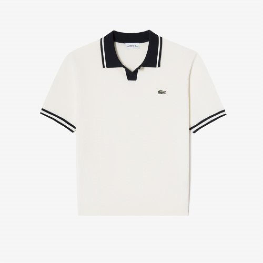 

LACOSTE Мужской свитер-поло с воротником соответствующего цвета [кремовый]