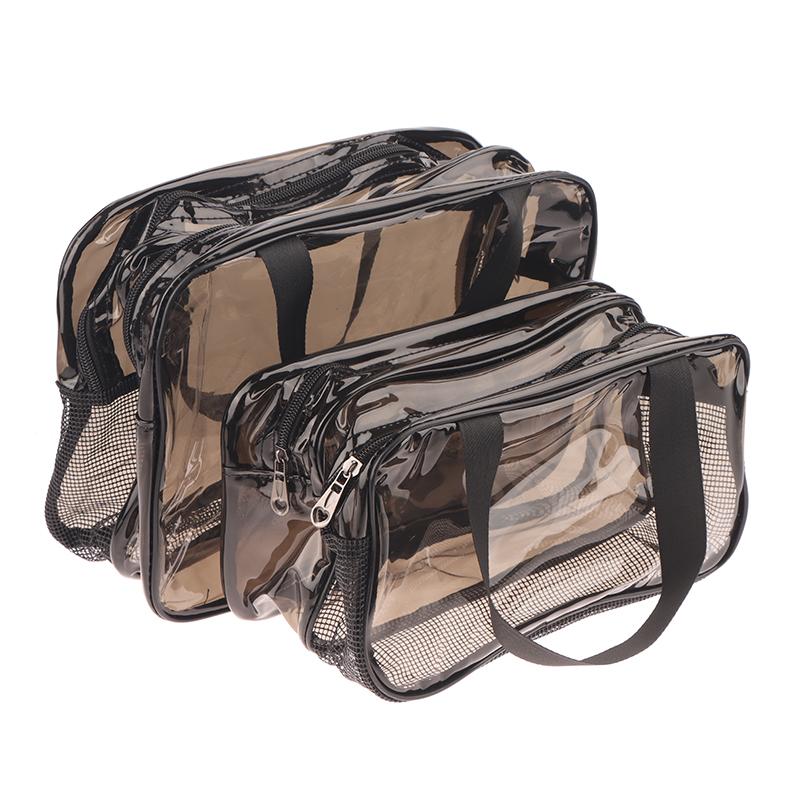 1 Stück doppelstöckiger Kosmetik-Organizer mit großer Kapazität, tragbare Reise-Waschtasche für Damen, transparente wasserdichte Make-up-Tasche
