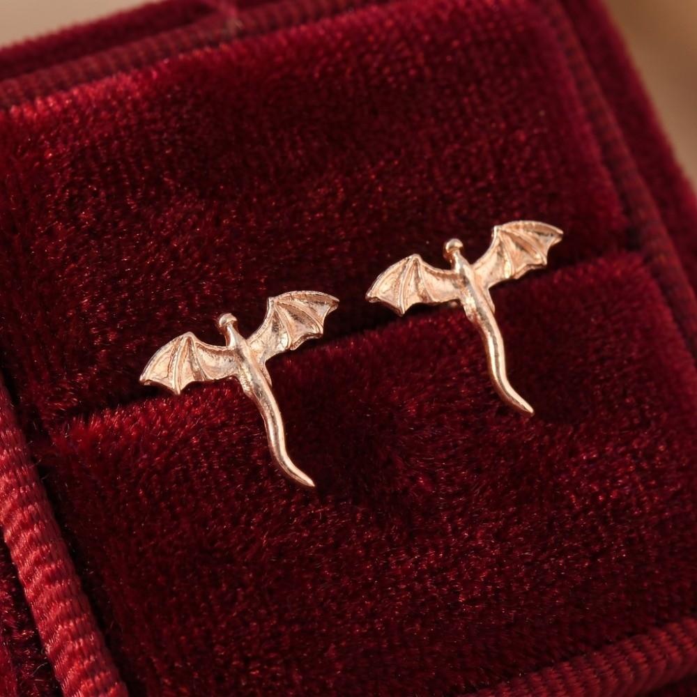 Unique Metal Stud Earrings Small Flying Dragon Stud Earrings Vintage Dragon Earrings  Gifts