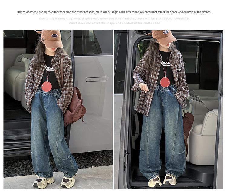 Big Girls' 2025 Wide-Leg Denim Pants - Autumn Casual Style