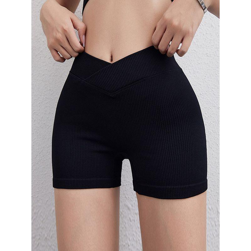 Fashion Yoga Shorts Women's V Waist Sexy Peach Hip High Waist Running Fitness Tight Stretch Seamless Sports Shorts