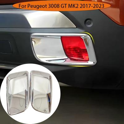 2Pcs Car Rear Fog Light Decoration Cover Accessories For Peugeot 3008 3008GT MK2 2017 2018