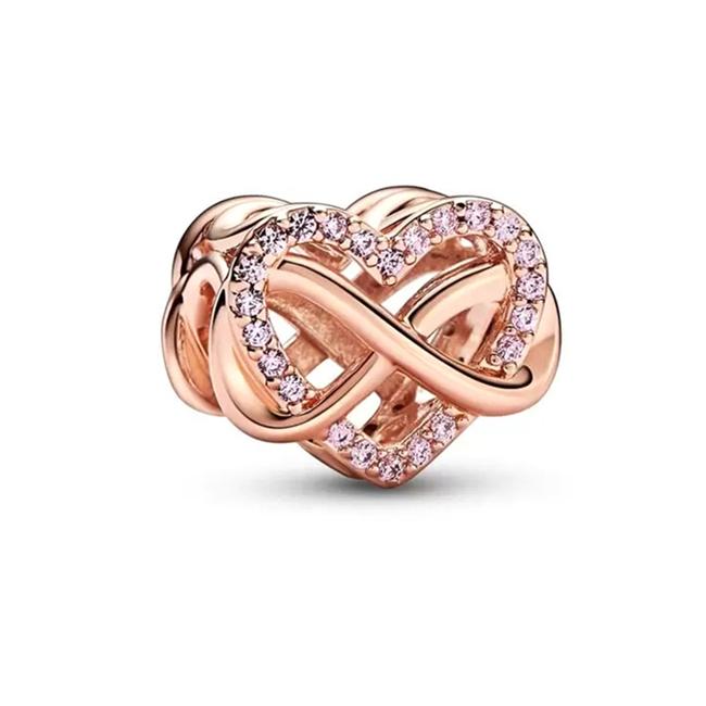 New Rose Gold Pink Heart Cherry Flower Heart Dreamcatcher Charm Beads DIY Women Jewelry Fit Original Necklace Bracelet