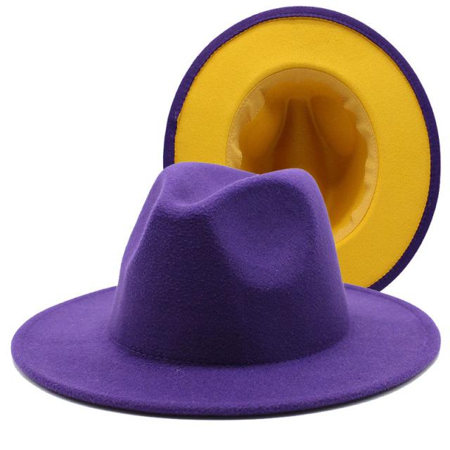 Winter New Purple Yellow Patchwork Wool 