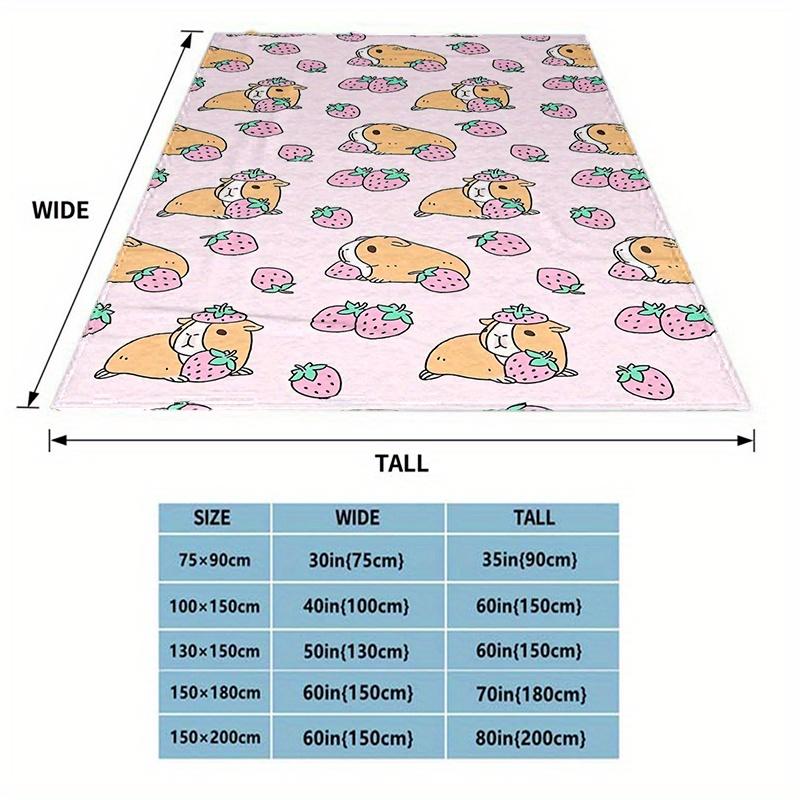 1pc Cute Strawberry Guinea Pig Printed Blanket Is Stylish, Soft and Warm - Perfect for Couches, Couches, Offices, Beds, Camping