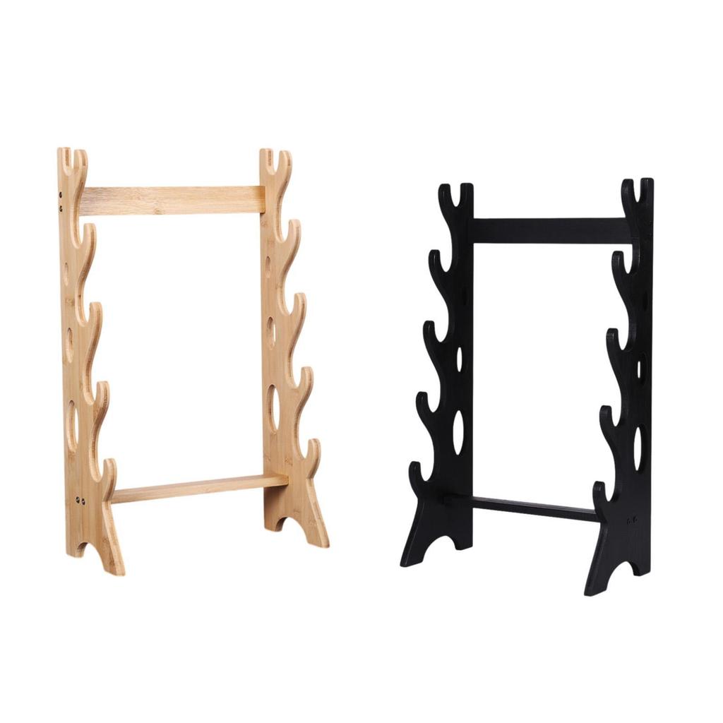Sword Display Stand 5 Layer Flute Stand Stable Desktop Wood Sword Wall Hanger Sword Rack for Wakizashi Lightsaber Swords Flutes