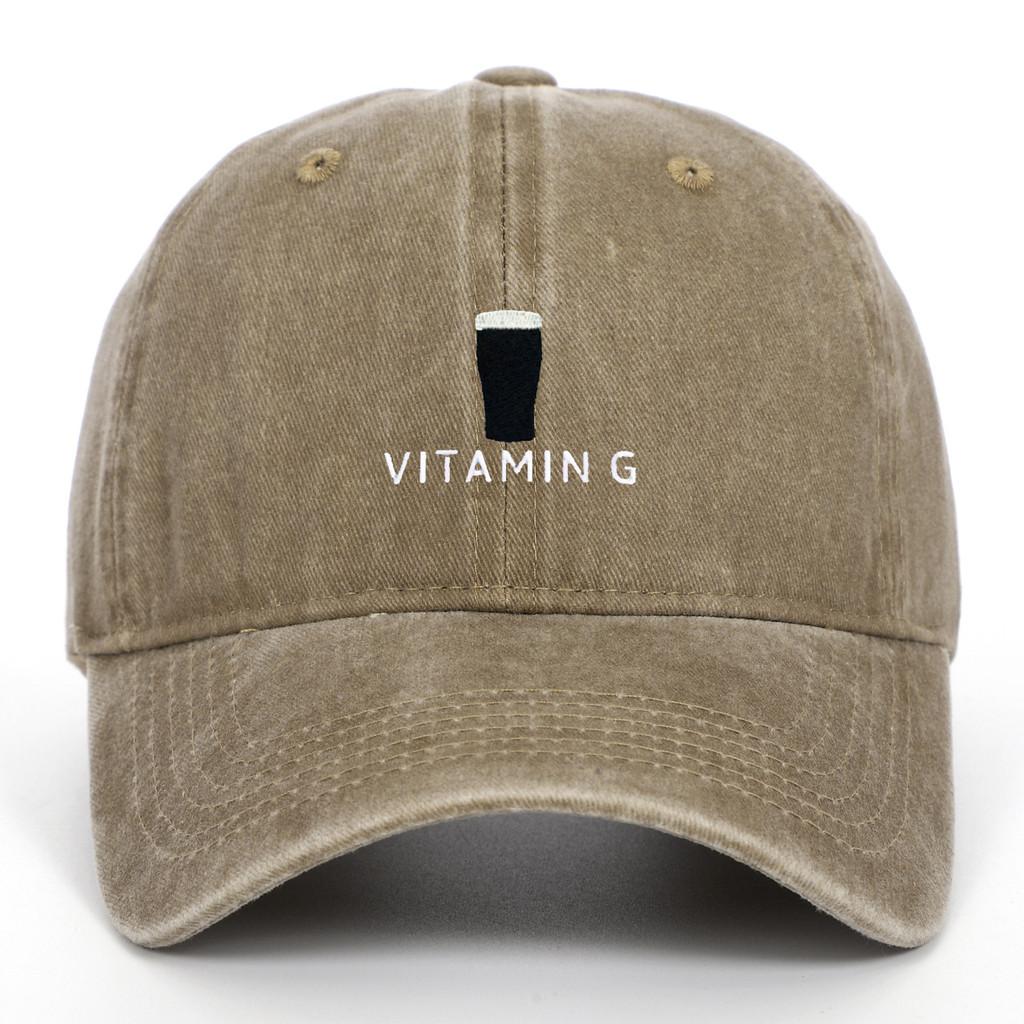 Vitamin G Letter Vintage Baseball Cap With Breathable Cotton And Curved Brim