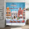 TU Festive Christmas Shower Curtain Winter Holiday Village Scene Bathroom Decor Snowman Reindeer XMAS Gift Cozy Home