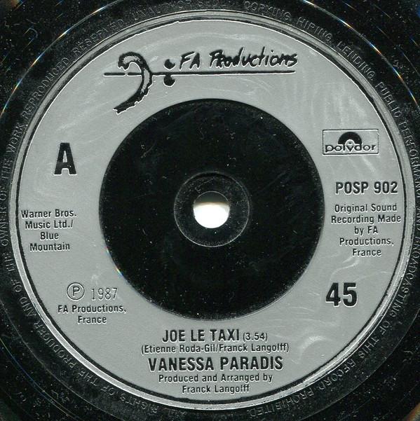 

7inch Record VANESSA PARADIS Joe Le Taxi POSP902 POLYDOR FA PRO 1988 UK Dance Electronica Used