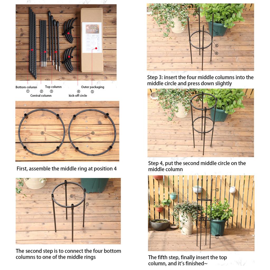 Black Garden Plant Climbing Frame Outdoor Flower Vine Support Rack Trellis for Ivy Roses Vertical Growth Decoration