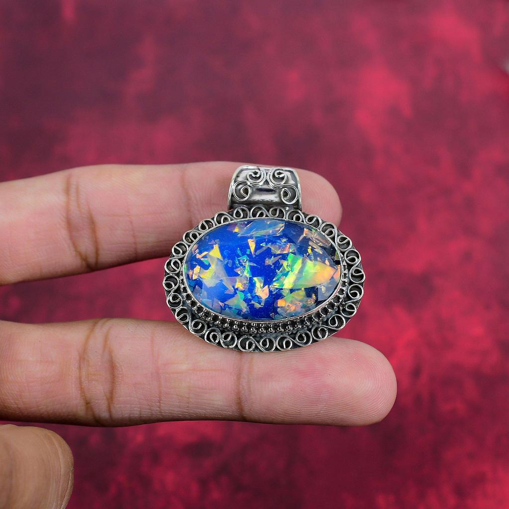 Doublet Opal Jewelry, 925 Solid Sterling Silver Pendant Handmade Gemstone Jewelry, Gifts For Wife Brand New Pendant